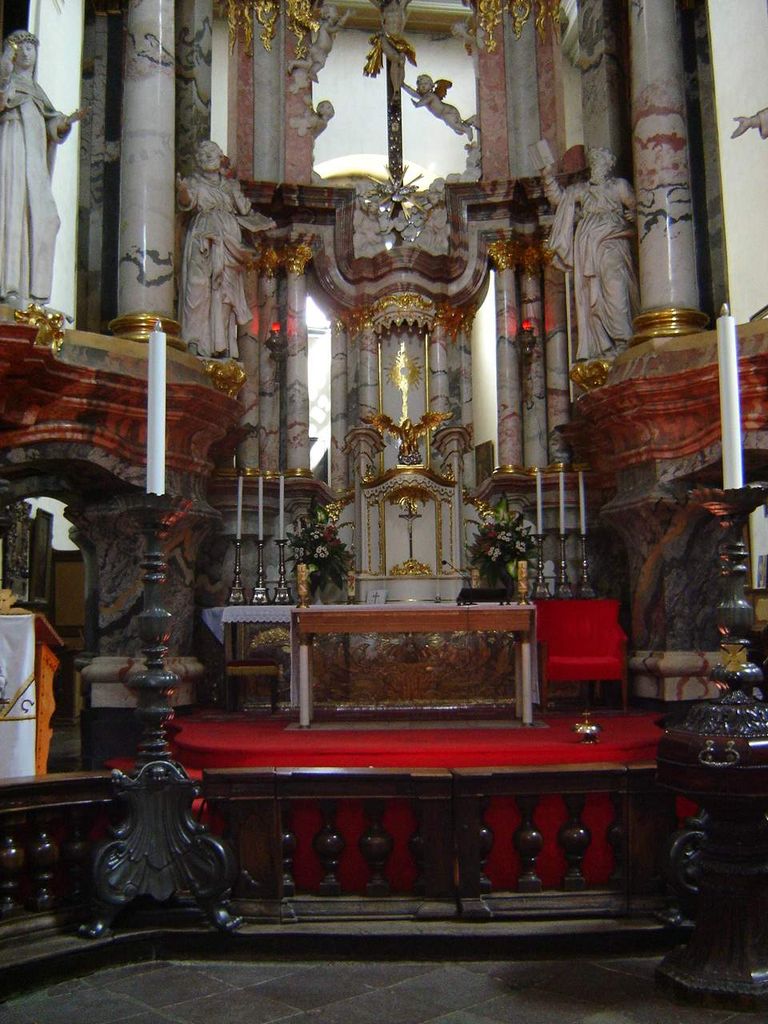 Baroque altar in Vilnius Church, an architectural view.