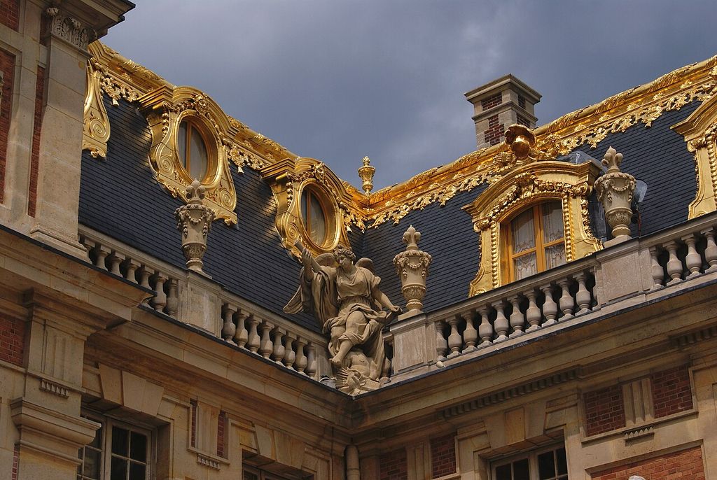 A detail of the roof at Palace of Versailles in the Cour de Marbre du Château de Versailles.
