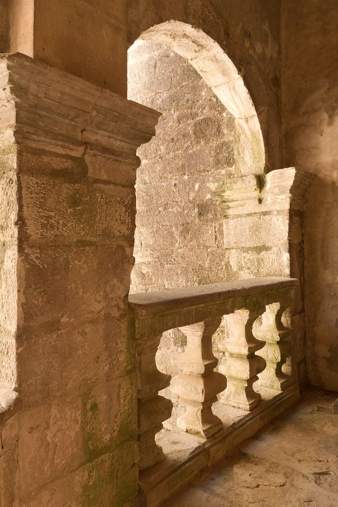 A stone balustrade, 17th-century, Château de Beynac, Dordogne, France.