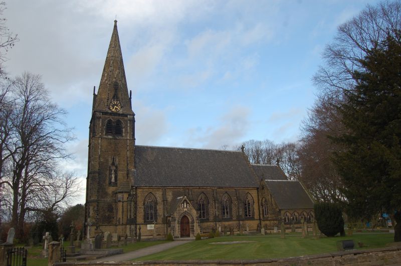 Catholic church, showing masonry buttress church.