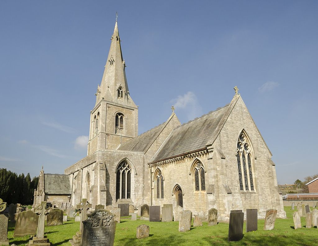 Late 12th C onwards and chancel rebuilt in 1863, showing masonry buttress church.