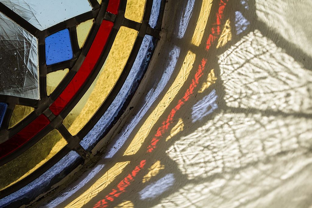 Detail and light reflex of Oculus at St, showing architectural oculus window.