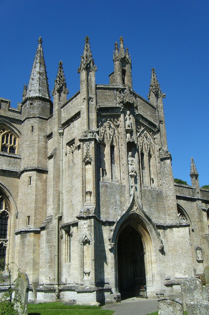 The fine C15th Perpendicular porch at Northleach Church, Gloucestershire, 07/12, showing ogee arch doorway.