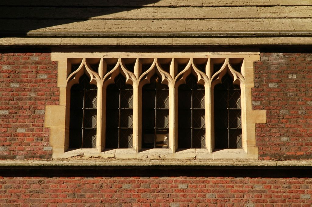 Five-light square-headed window on the parish church of the Annunciation, Bryanston Street, London W1, showing ogee arch window.