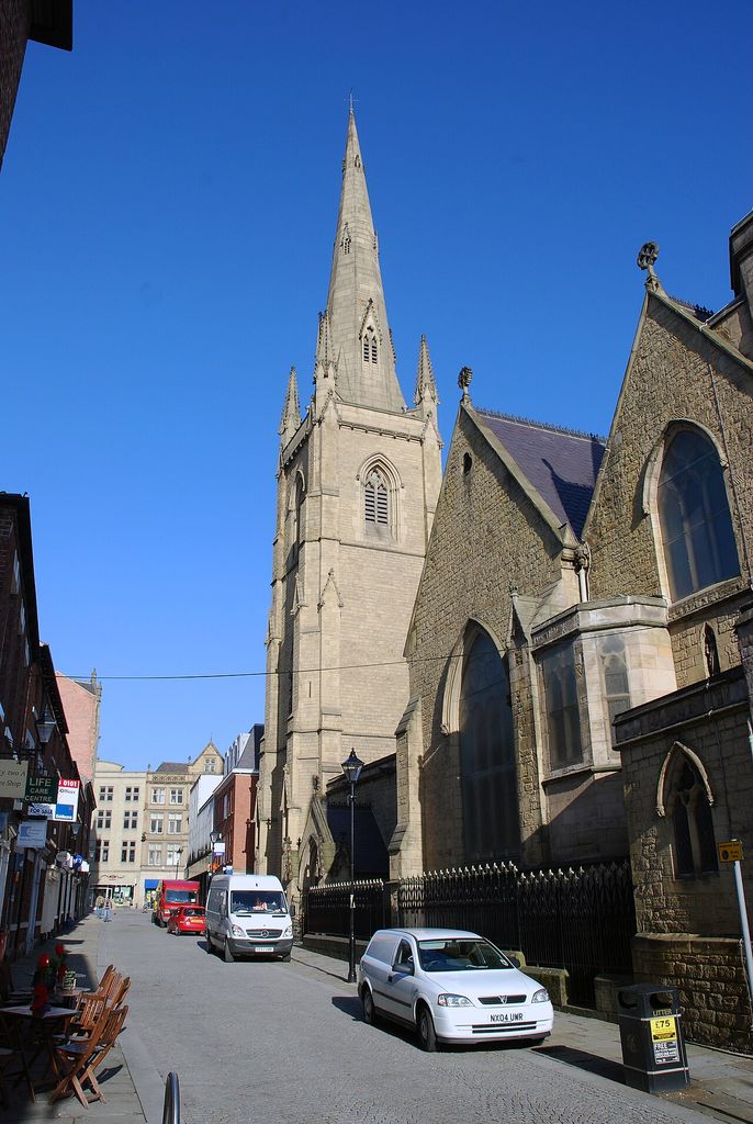 Roman Catholic cathedral of Saint Marie, Sheffield, South Yorkshire, showing gothic Revival pinnacle