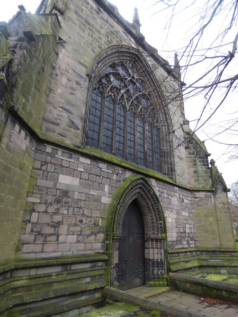 The Collegiate Church of Saint Mary in Stafford, showing trefoil window stone.