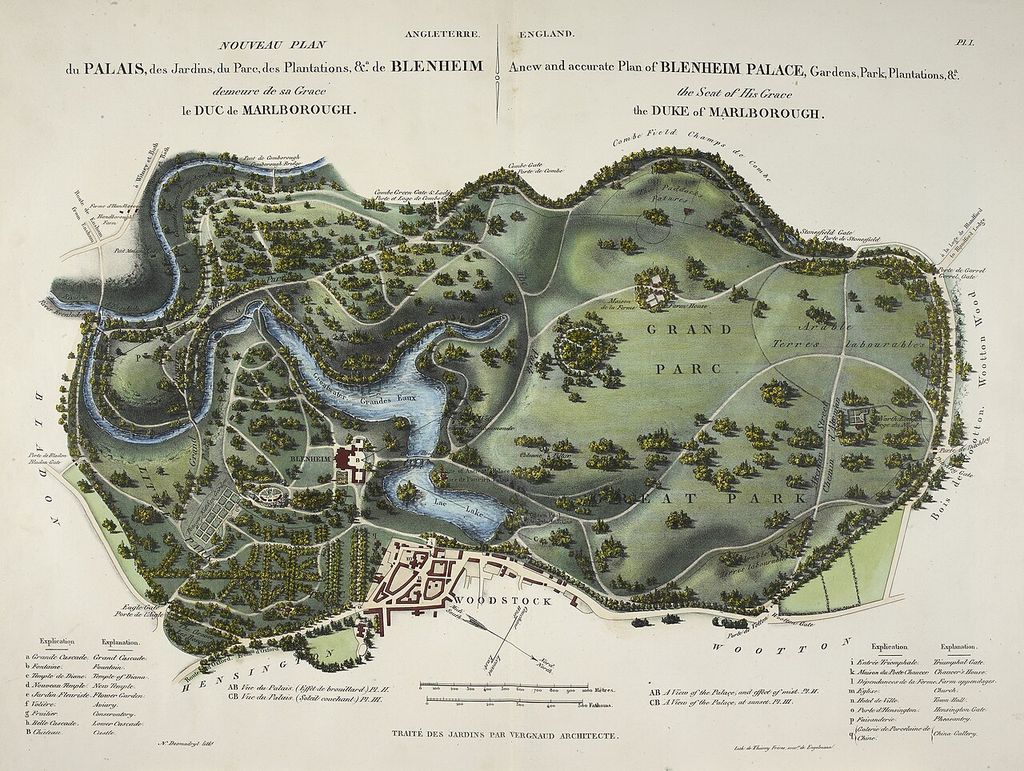 A new and accurate plan of Blenheim Palace , Gardens, Park, Plantations, &ª, the Seat of His Grace, the Duke of Marlborough, showing blenheim Palace landscape garden