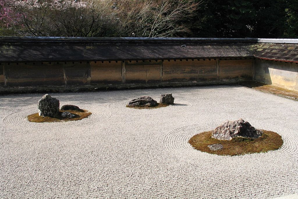 Dry Garden in Ryoanji ( Kyoto , Japan ).