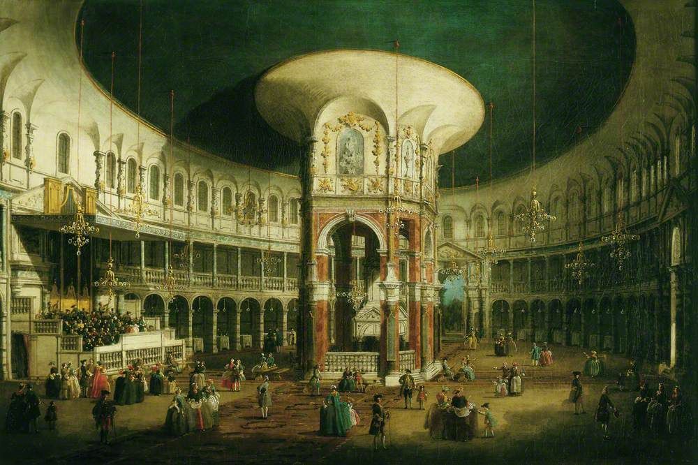 The Interior of the Rotunda, Ranelagh, London, an architectural view.