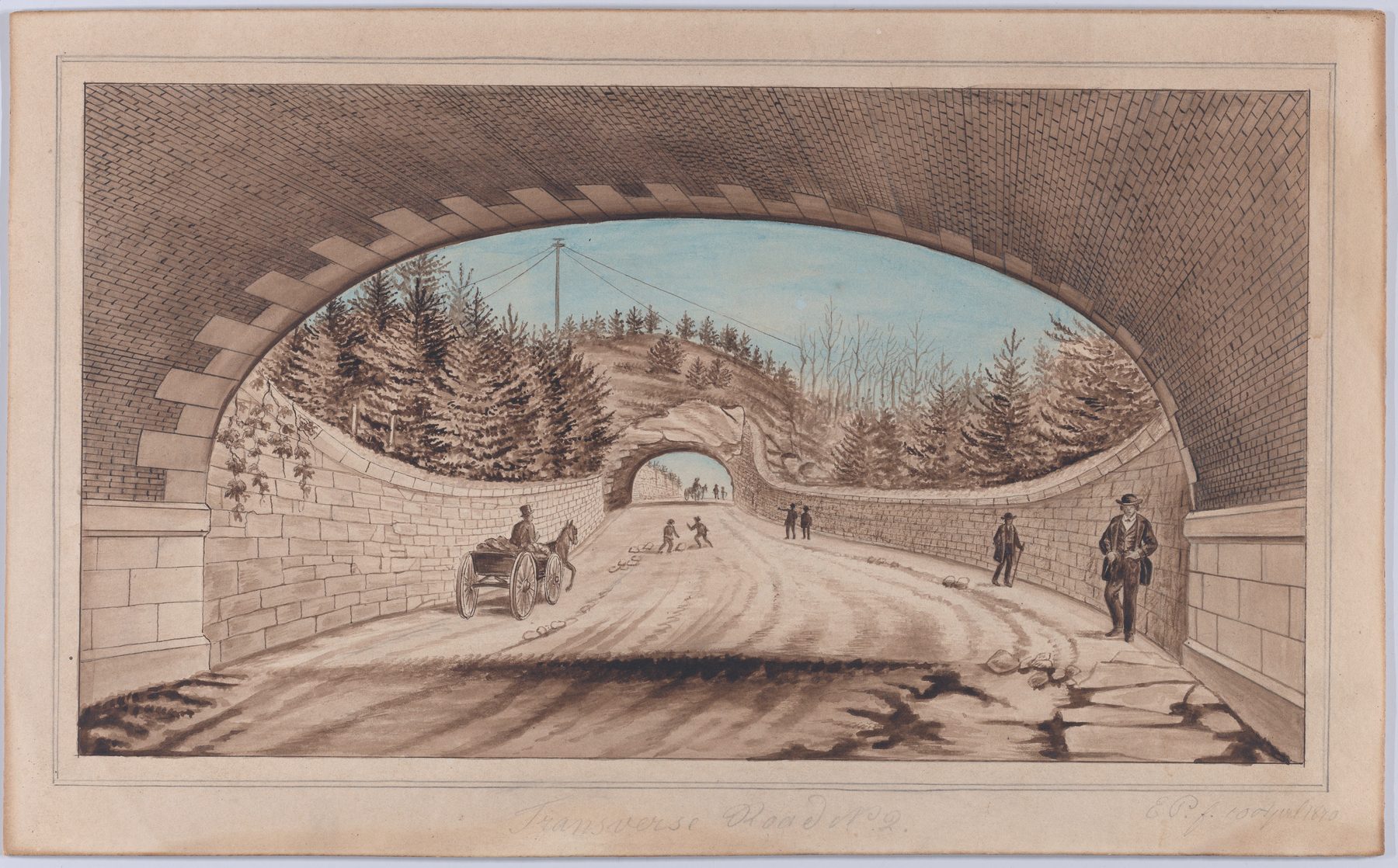 Central Park transverse road Met public-domain collection drawing