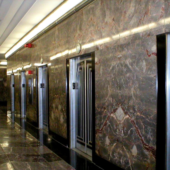 Empire State Building elevator bank by Shreve, Lamb & Harmon