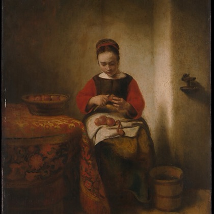 Young Woman Peeling Apples by Nicolaes Maes, ca. 1655