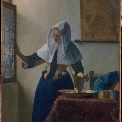 Young Woman with a Water Pitcher by Johannes Vermeer, c. 1662
