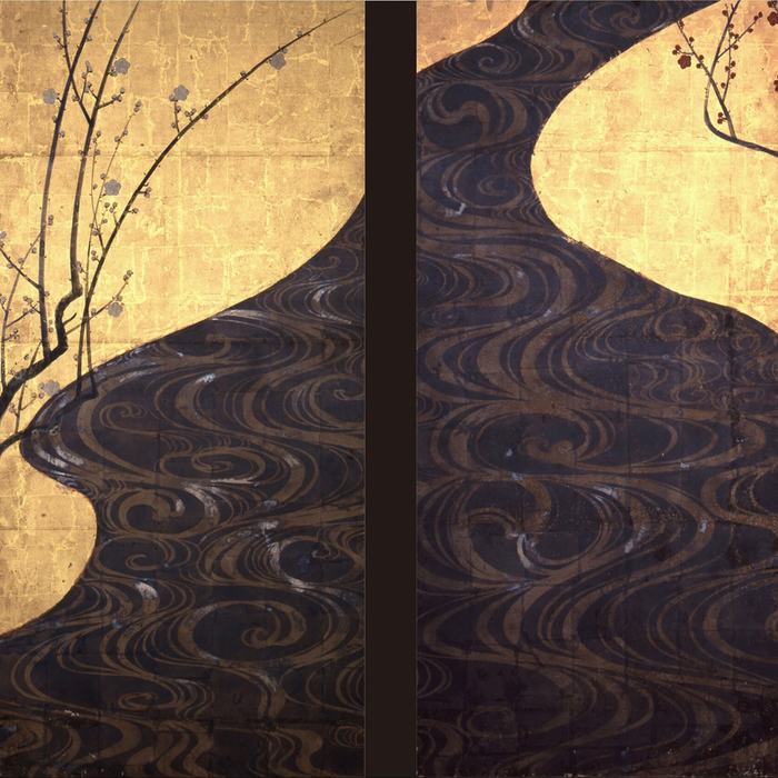 Red and White Plum Blossoms by Ogata Kōrin