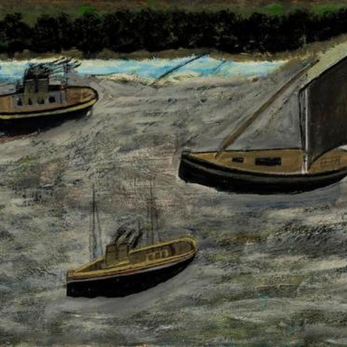 Three Boats Off the Shore by Alfred Wallis