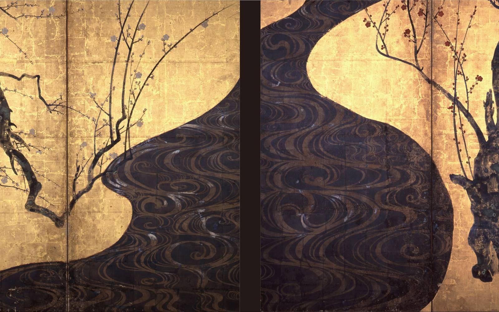 Red and White Plum Blossoms by Ogata Kōrin