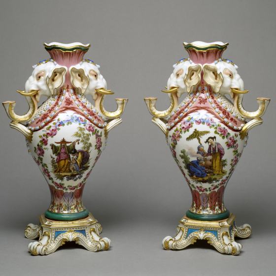 Pair of Elephant-Head Vases