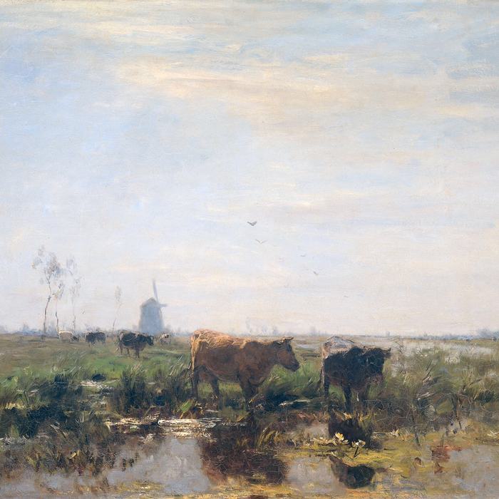 Meadow with Cows by the Water by Willem Maris