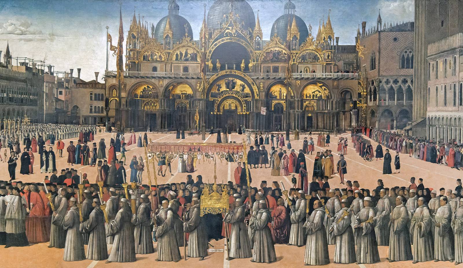 Detail of Procession in Piazza San Marco by Gentile Bellini
