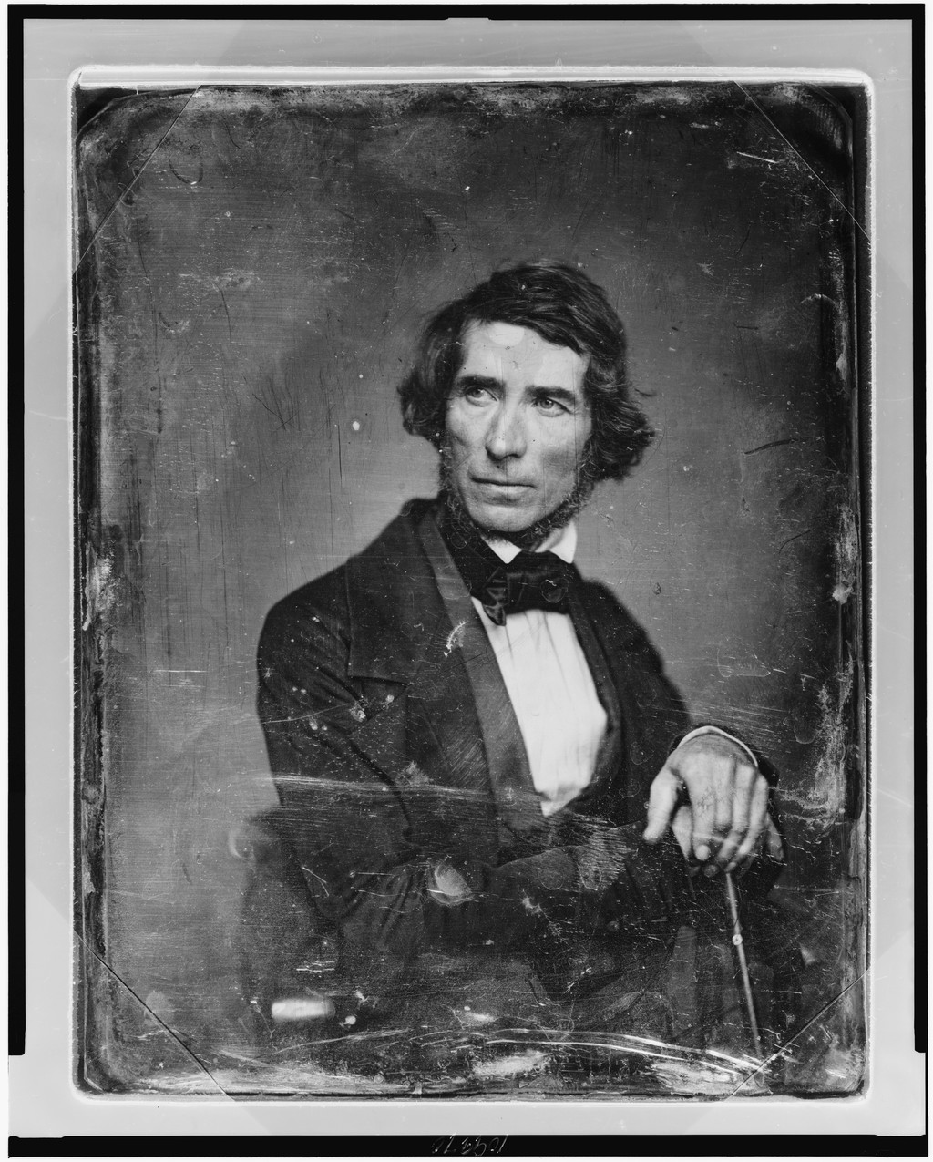 Mathew Brady, portrait of Asher Brown Durand, ca.1845–1850. Library of Congress, via Wikimedia Commons. Public domain. The complete photographic carrier, scratches and spots are preserved.
