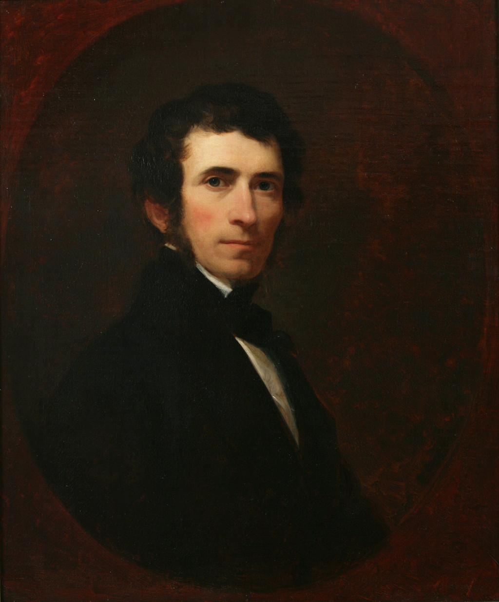 Asher Brown Durand, Self-Portrait, ca.1835. New York Historical, via Google Art Project and Wikimedia Commons. Public domain. Complete painted field retained.