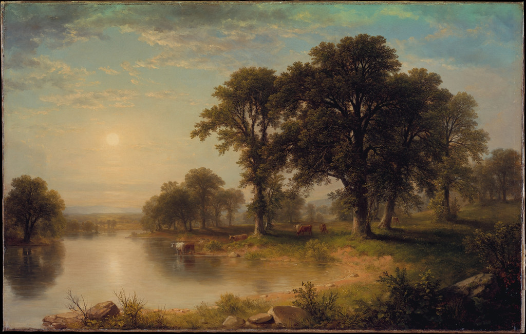 Asher Brown Durand, Summer Afternoon, 1865. Oil on canvas, 57.2 × 88.9 cm. Metropolitan Museum of Art, 15.30.60. Bequest of Maria DeWitt Jesup, from the collection of her husband, Morris K. Jesup, 1914. Supplied canvas rim and dark surround retained.