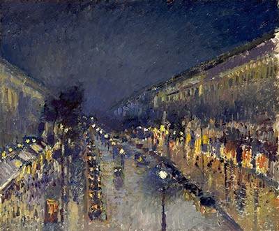 Boulevard Montmartre at Night by Camille Pissarro