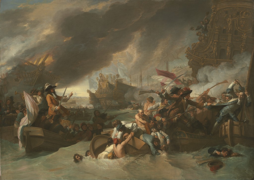 Benjamin West, The Battle of La Hogue, 1778. National Gallery of Art, Washington, Andrew W. Mellon Fund, 1959.8.1. CC0 image from the NGA donation to Wikimedia Commons.