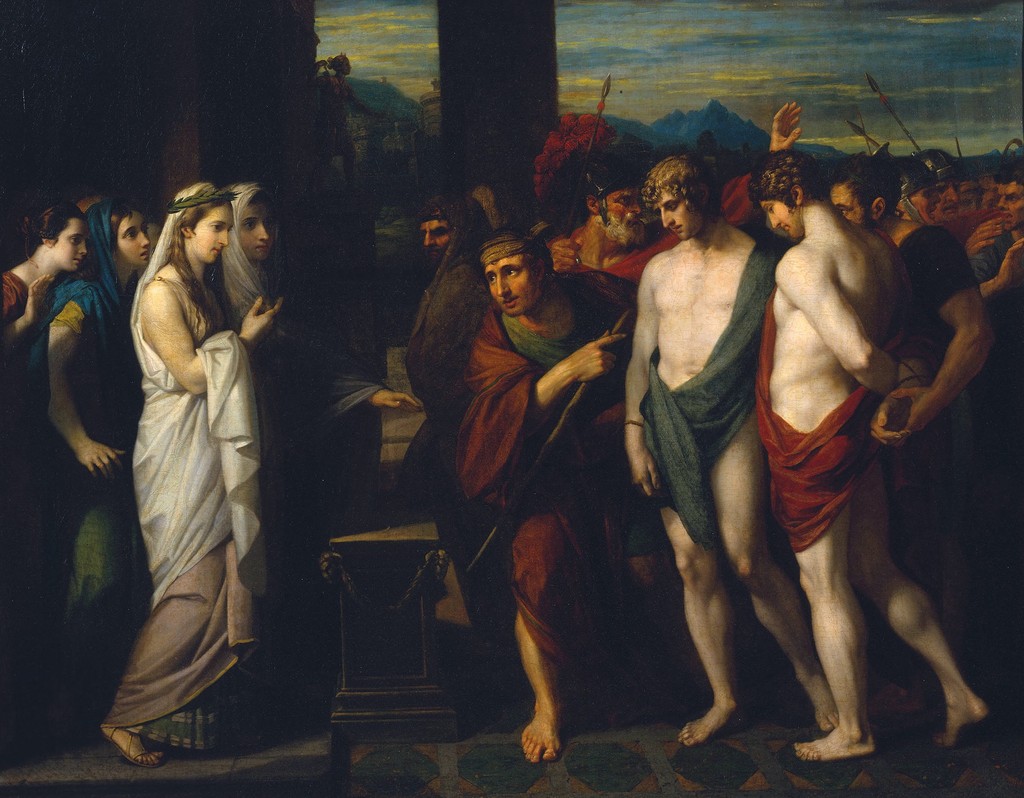Benjamin West, Pylades and Orestes Brought as Victims before Iphigenia, 1766. Tate, presented by Sir George Beaumont Bt 1826, N00126. Google Art Project via Wikimedia Commons, original 2011 upload; Public Domain Mark / PD-Art.