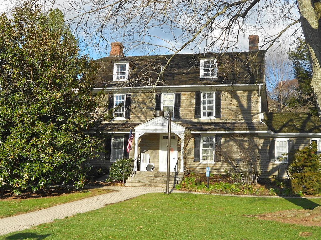 Benjamin West’s birthplace at Swarthmore, Pennsylvania, photographed by Smallbones on 4 April 2015. Wikimedia Commons, CC0. This is a later view of the restored house, not its unchanged eighteenth-century appearance; whole supplied photograph, resized only.