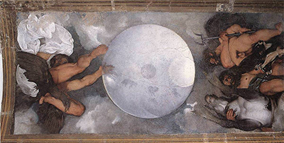 Three mythological figures, Jupiter, Neptune and Pluto, appear across the ceiling of the Ludovisi alchemical chamber.