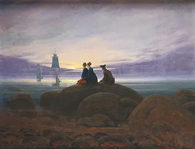 MOONRISE OVER THE SEA 1822 ROMANTIC PAINTING BY CASPAR DAVID FRIEDRICH REPRO 