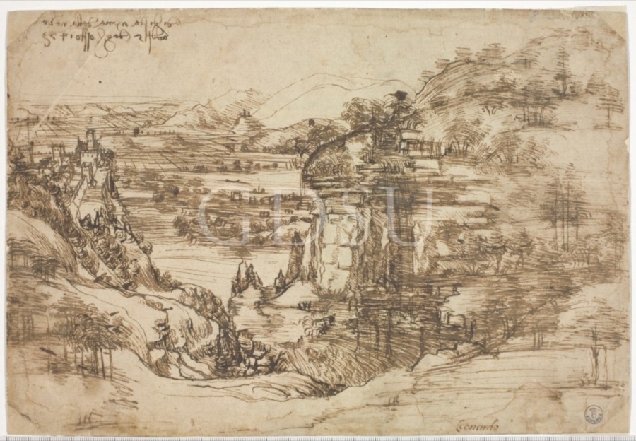 Leonardo da Vinci landscape drawing