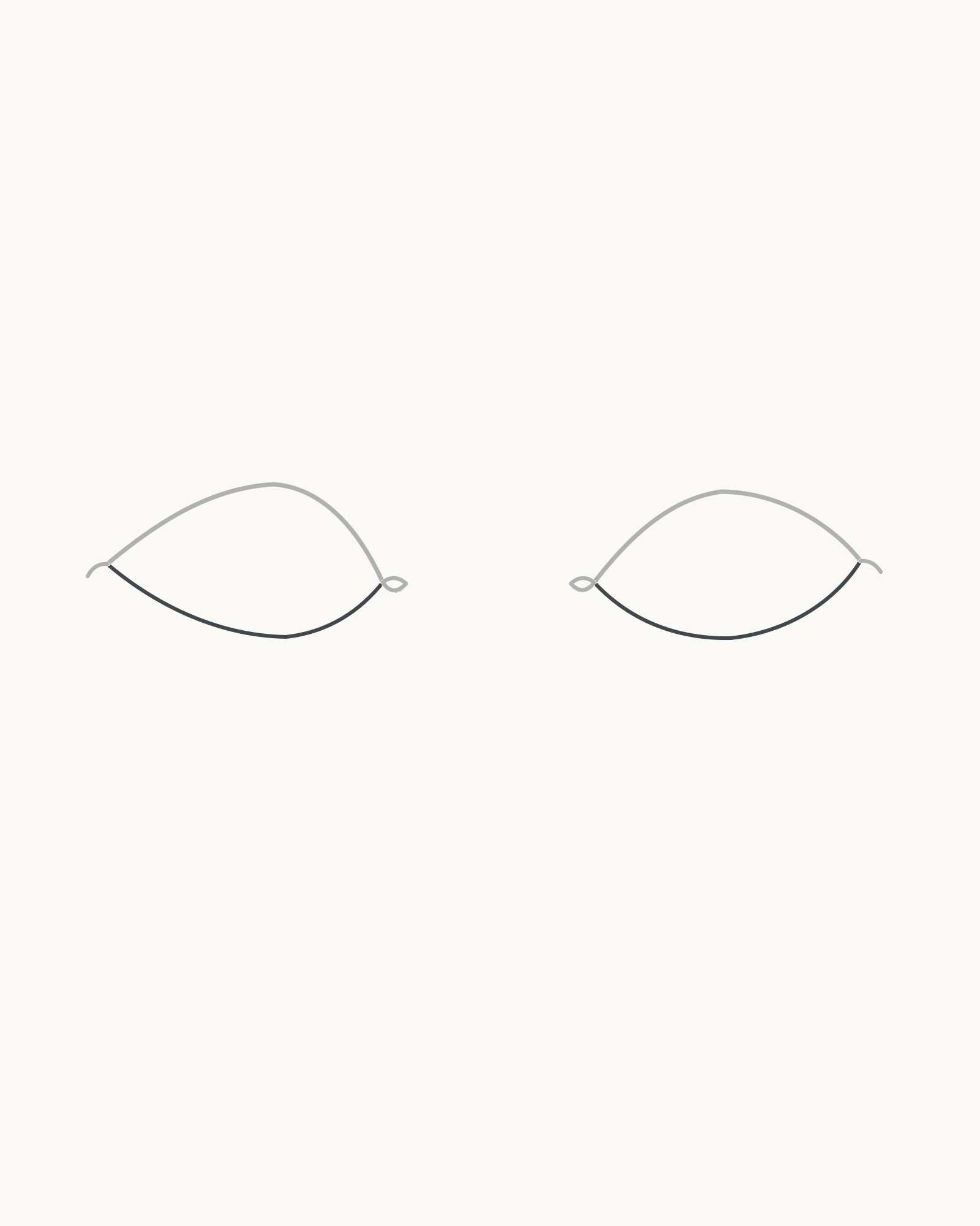 Stage 3 eye-pair drawing adding two shallow lower lids and short closures into the existing tear ducts
