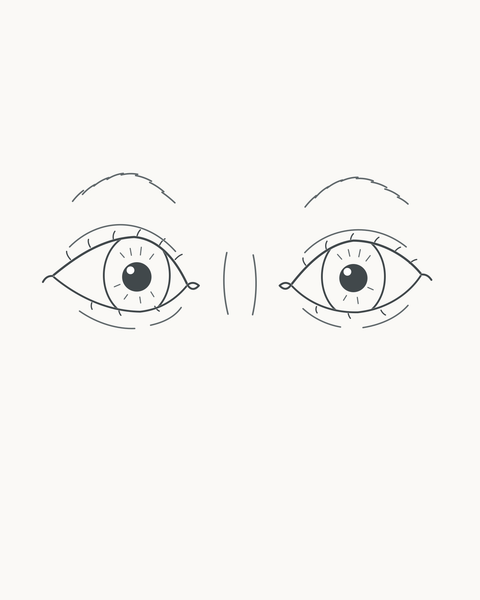 Completed front-view eye pair from the nine-stage drawing guide