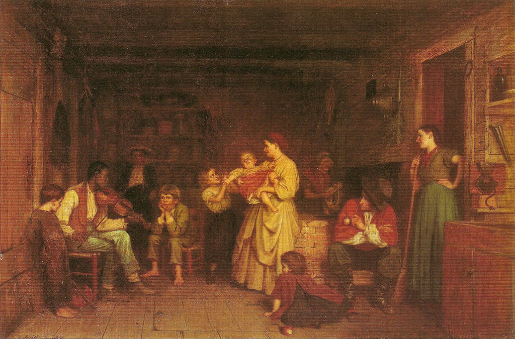 Eastman Johnson, Fiddling His Way, 1866. Oil on canvas, 61.6 × 92.7 cm. Chrysler Museum of Art, Bequest of Walter P. Chrysler, Jr., 89.60. Public domain faithful reproduction.