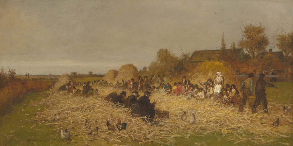 Eastman Johnson, Husking Bee, Island of Nantucket, 1876. Oil on canvas, 69.6 × 138.2 cm. Art Institute of Chicago, Gift of Honoré and Potter Palmer, 1922.444. CC0.