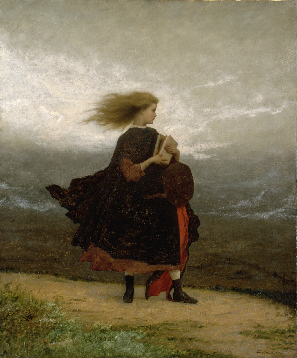 Eastman Johnson, The Girl I Left Behind Me, about 1872. Oil on canvas, 106.7 × 88.7 cm. Smithsonian American Art Museum, Museum purchase made possible in part by Mrs. Alexander Hamilton Rice in memory of her husband and by Ralph Cross Johnson, 1986.79. Public domain.
