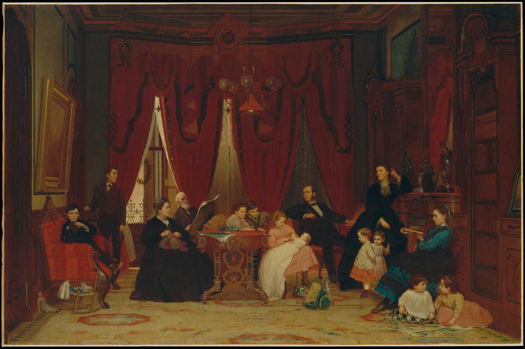 Eastman Johnson, The Hatch Family, 1870–71. Oil on canvas, 121.9 × 186.4 cm. The Metropolitan Museum of Art, Gift of Frederic H. Hatch, 1926, 26.97. Public domain.