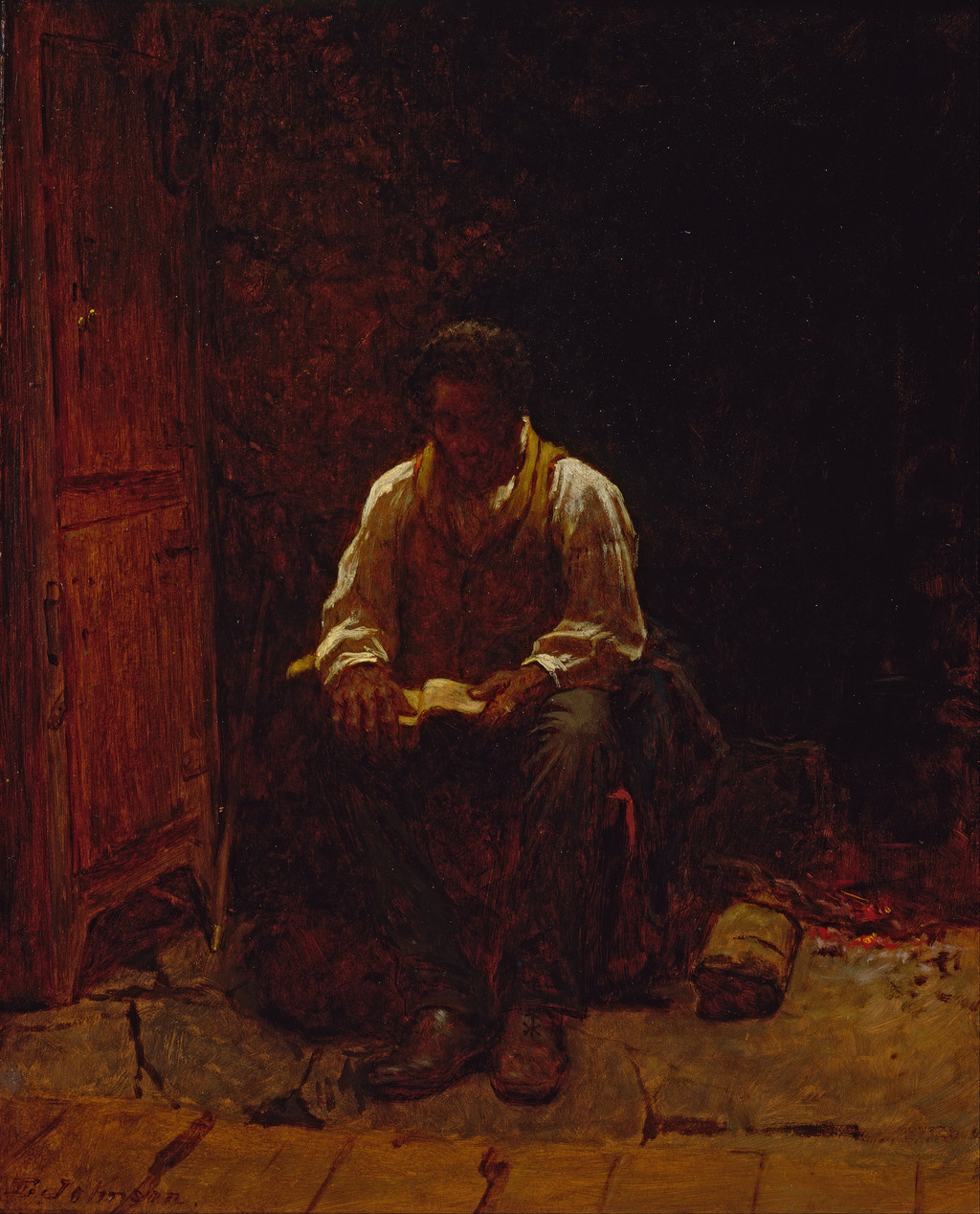 Eastman Johnson, The Lord Is My Shepherd, 1863. Oil on fiberboard, 42.3 × 33.2 cm. Smithsonian American Art Museum, Gift of Mrs. Francis P. Garvan; transfer from the National Museum of American History, Smithsonian Institution, 1979.5.13. Public domain.