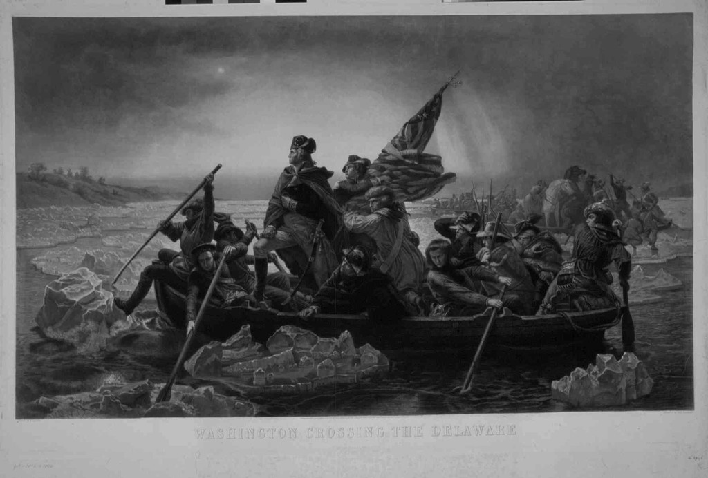 Paul Girardet after Emanuel Leutze, Washington Crossing the Delaware, engraving published in 1853. Leiden University Libraries, PK-P-126.302. Digitised reproduction via Wikimedia Commons, CC BY 4.0. Resized only.