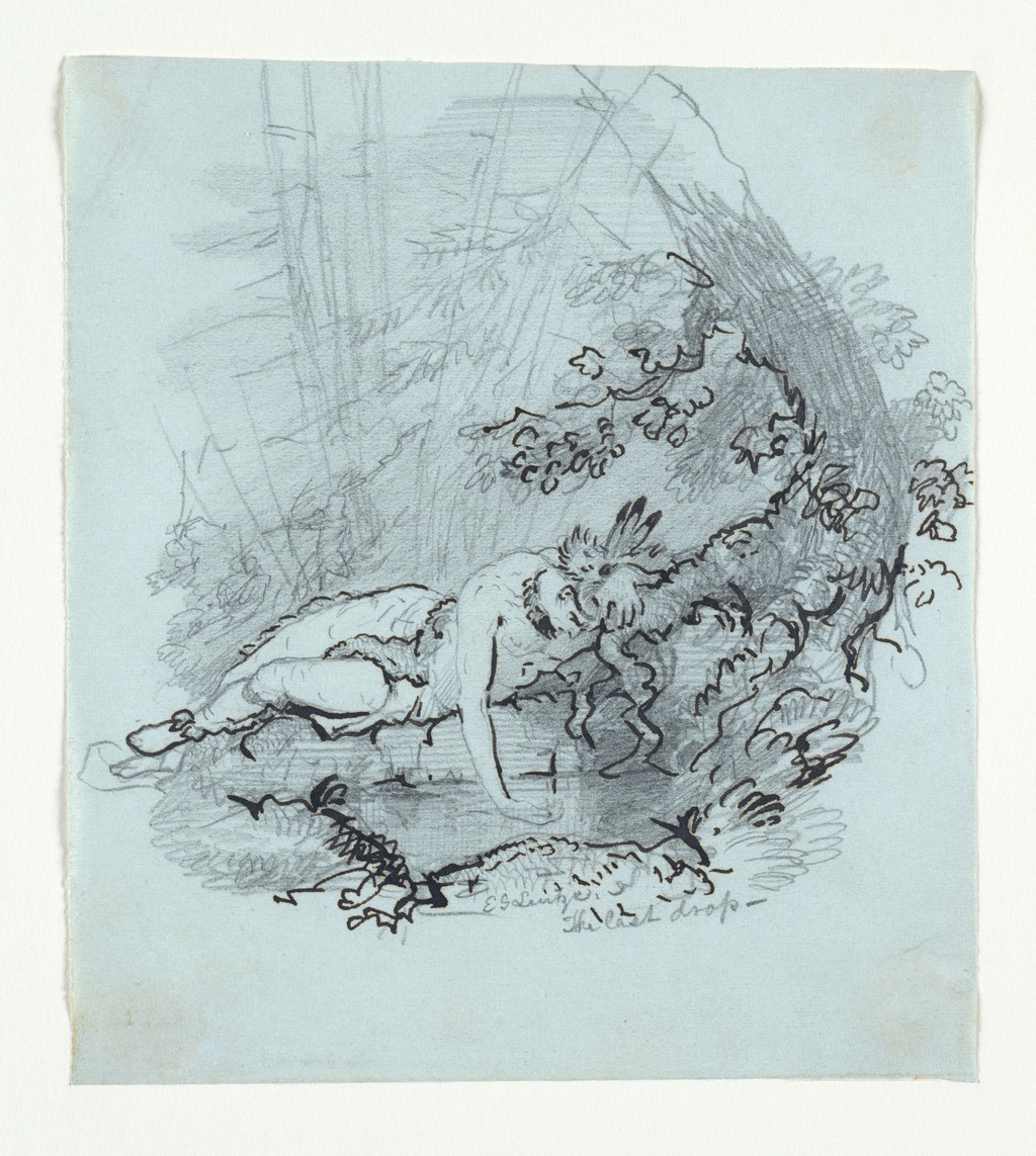 Emanuel Leutze, The Last Drop (from McGuire Scrapbook), undated. Iron gall ink and graphite on paper, 13.5 × 12.4 cm. Metropolitan Museum of Art, 26.216.29. Gift of James C. McGuire, 1926.