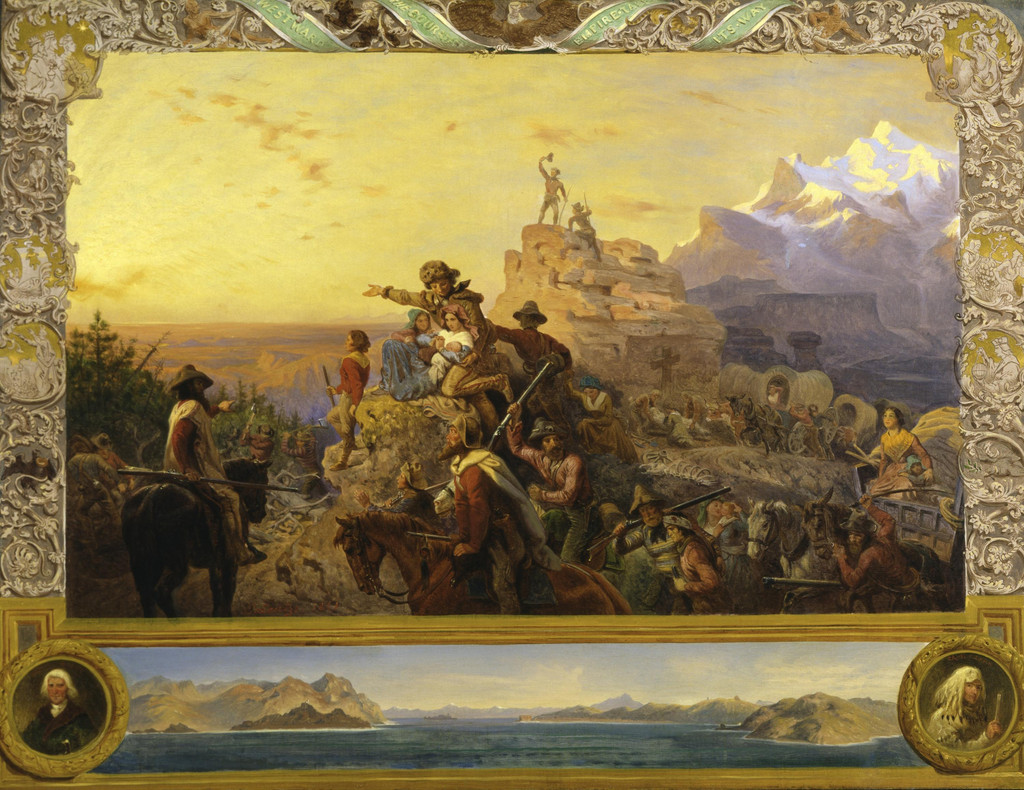 Emanuel Leutze, Westward the Course of Empire Takes Its Way (mural study, U.S. Capitol), 1861. Oil on canvas, 84.5 × 110.1 cm. Smithsonian American Art Museum, 1931.6.1, Bequest of Sara Carr Upton.