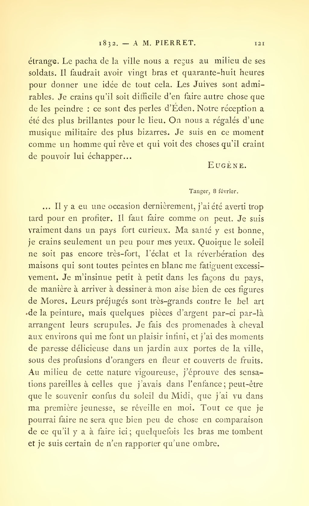 Burty’s Letters, 1878, p. 121: the 25 January extract continues above, ending with an ellipsis and signature; the opening of 8 February follows below. Read with the preceding page.