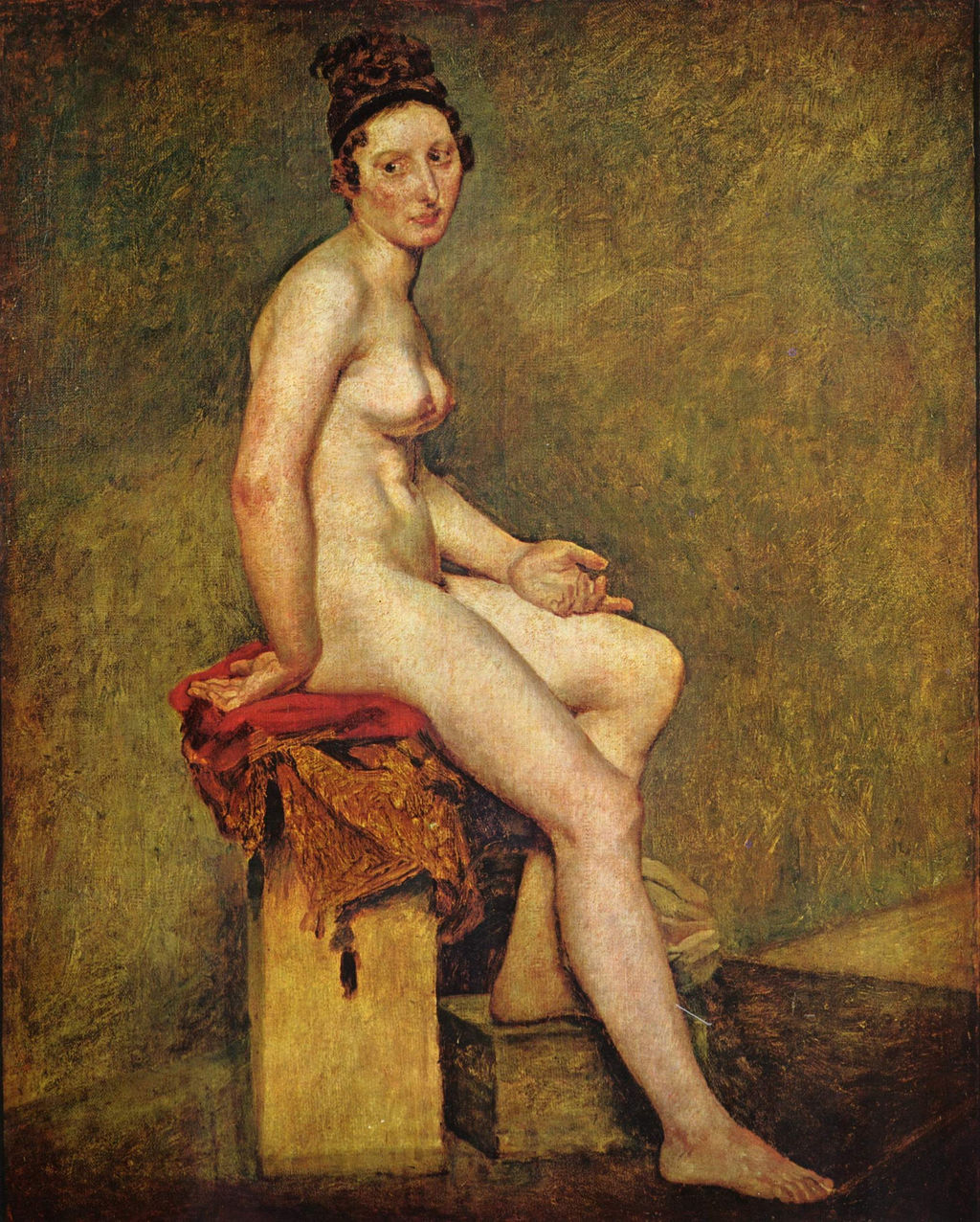 Mademoiselle Rose, c.1820, oil on canvas. Musée du Louvre; RF 1942 14. The upright sitter and open palm create a different encounter from the reclining woman and bird.