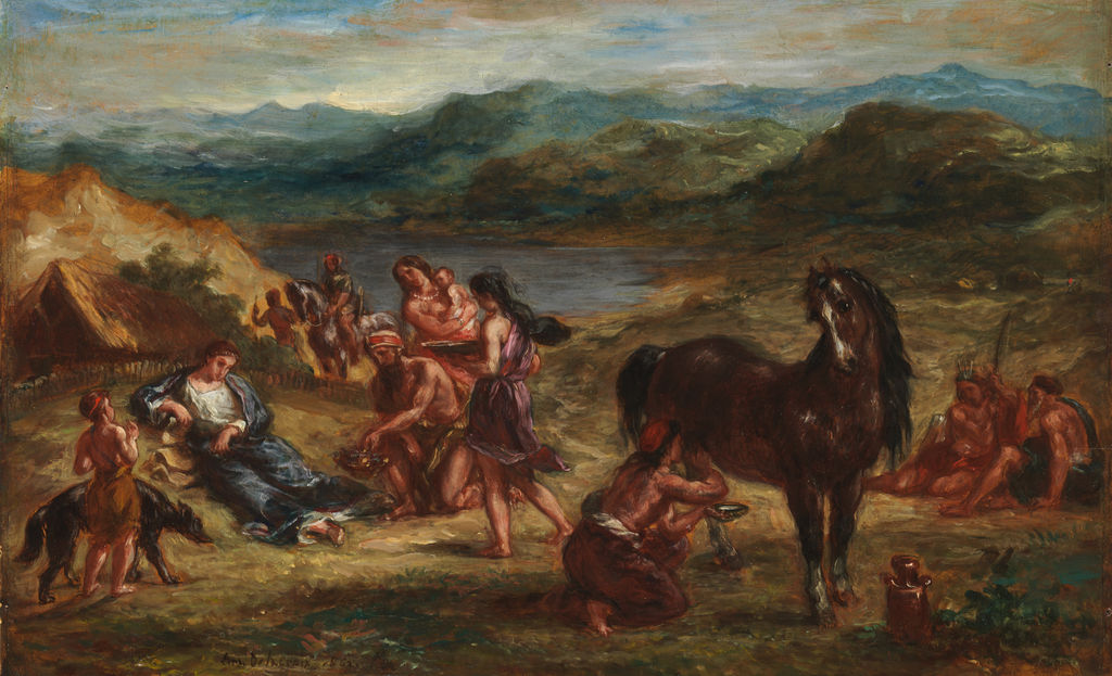 Ovid among the Scythians, 1862, oil on paper laid down on wood. The Metropolitan Museum of Art; 2008.101. The larger figures bring the welcome closer within a physically smaller work.