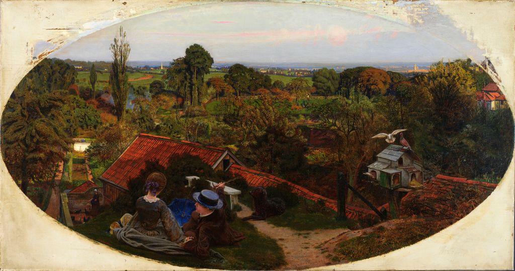 Ford Madox Brown, An English Autumn Afternoon. Birmingham Museums Trust. Another landscape shown at Russell Place in 1857.