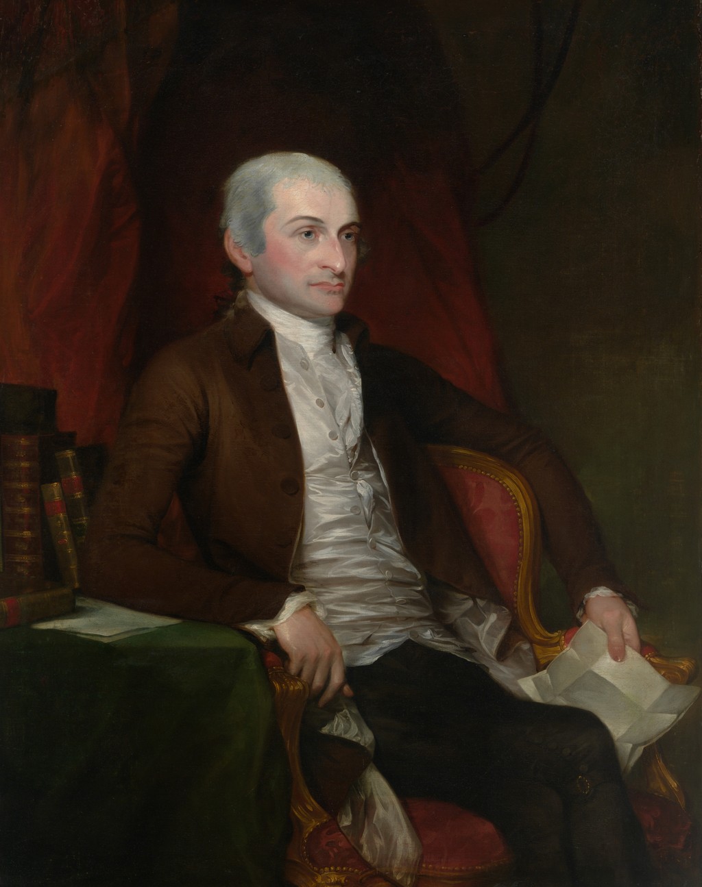 Gilbert Stuart and John Trumbull, John Jay, begun 1784; completed by 1818. National Portrait Gallery, Smithsonian Institution, NPG.74.46. CC0. A separate earlier portrait, distinct from the red-robed NGA canvas.
