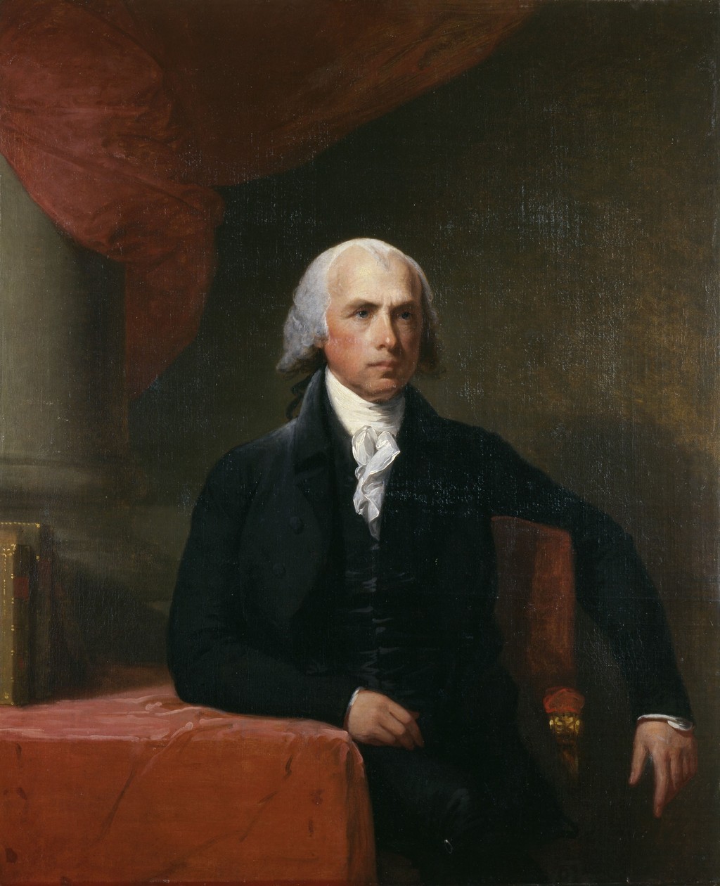 Gilbert Stuart, James Madison, 1805–07. Bowdoin College Museum of Art, Bequest of the Honorable James Bowdoin III, 1813.54. Public Domain, via Wikimedia Commons. Jefferson’s intended companion represents Madison as secretary of state.