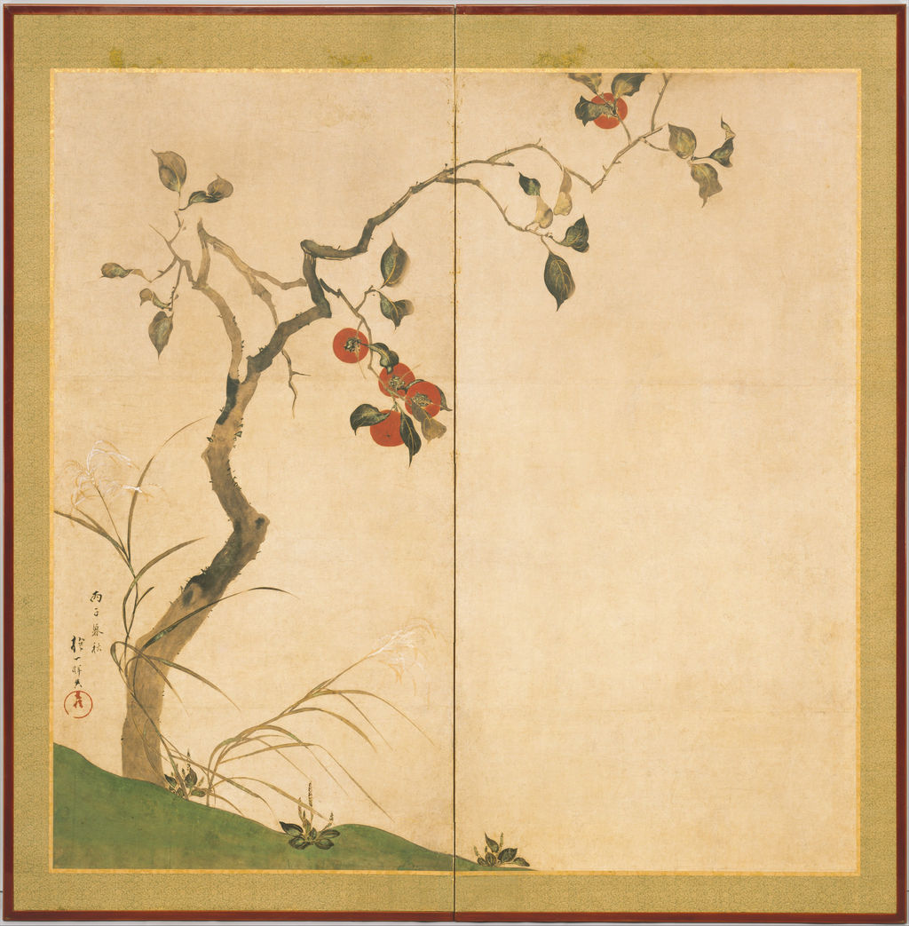 酒井抱一《柿の木》、1816年。Met 57.156.3。